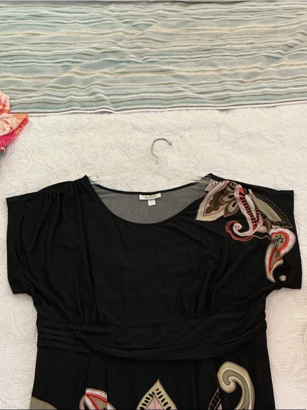 dressbarn Black Midi Dress with Multicolor Paisley Print - Picture 3 of 6
